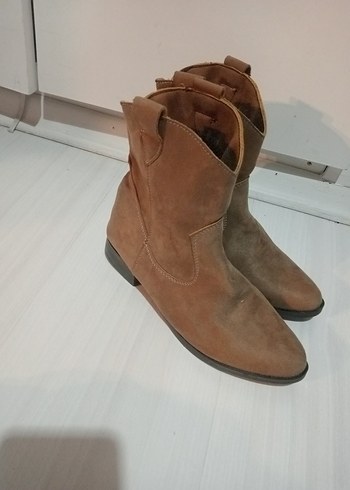 Kahverengi Süet Kadın Dolgu Topuklu Bot - Görsel 5