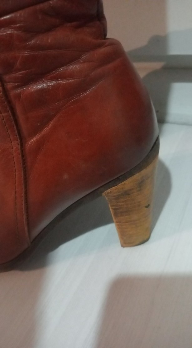 Kahverengi Deri Platform Topuklu Diz Boyu Kadın Çizme - Görsel 3