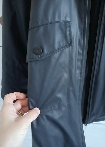 zara lacivert suni Deri parka - Görsel 6