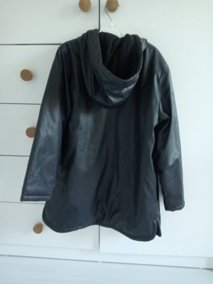 zara lacivert suni Deri parka - Görsel 2