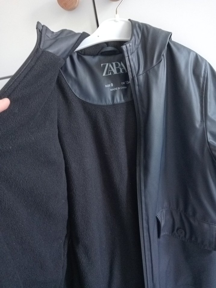 zara lacivert suni Deri parka - Görsel 3