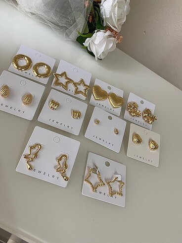 Zara 10 çift küpe takı toplu desenli???????? Toplu fiyatıdır ???? Şık