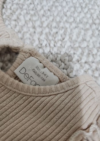 Kız Çocuk Bej Keten Fırfırlı Elbise&Tişört - Görsel 5