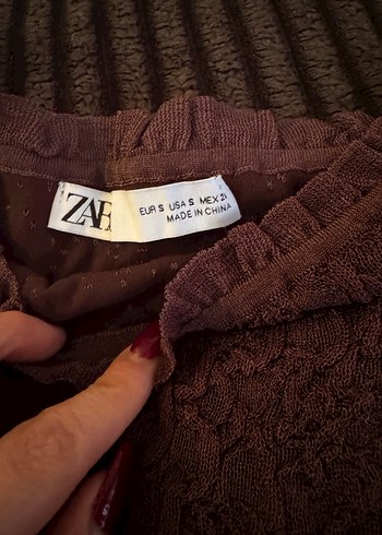 Mürdüm  Dantelli Uzun Kollu Zara  Elbise - Görsel 3