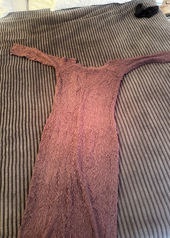 Mürdüm  Dantelli Uzun Kollu Zara  Elbise - Görsel 4