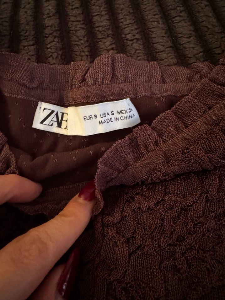 Mürdüm  Dantelli Uzun Kollu Zara  Elbise - Görsel 3