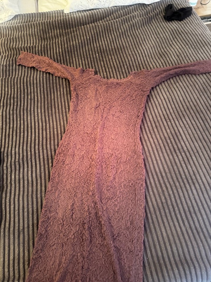 Mürdüm  Dantelli Uzun Kollu Zara  Elbise - Görsel 4