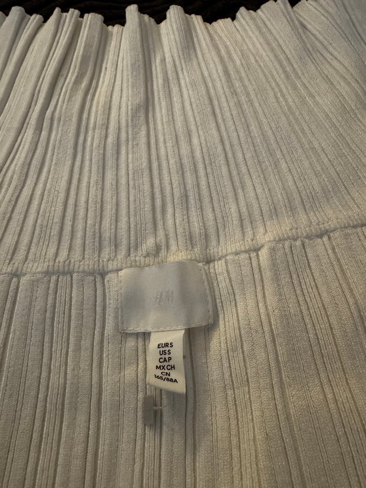 Beyaz Straplez Piliseli Midi Kadın Triko Elbise hm - Görsel 4