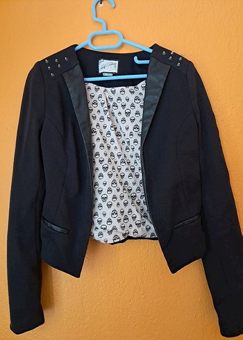 Gotik çivili blazer kadın ceketi - Görsel 14