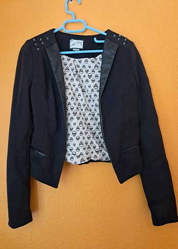 Gotik çivili blazer kadın ceketi - Görsel 16