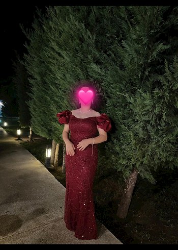 Bordo Drapeli Uzun Abiye Elbise