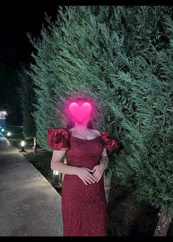 Abiye Bordo Drapeli Uzun Abiye Elbise