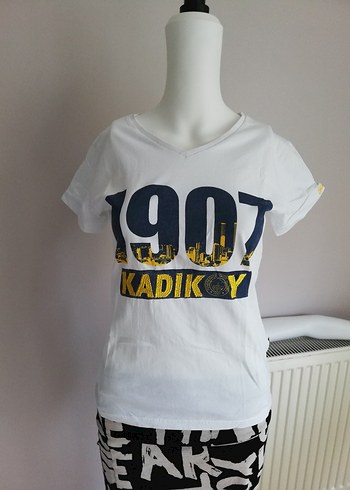 Beyaz Kadıköy Baskılı Kadın Tişört