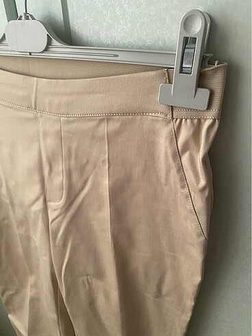 Defacto DEFACTO krem dar paça pantolon keten kumaş
