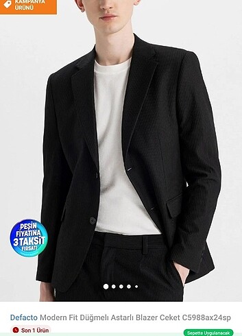 Defacto modern fit siyah blazer ceket