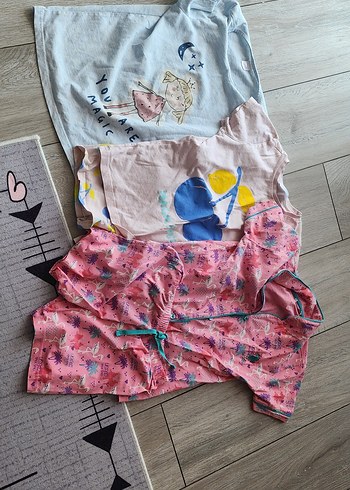 6 Yaş Beden Kız Çocuk Pembe Desenli Kısa Kollu Pijama
