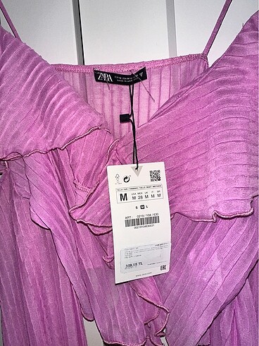 m Beden mor Renk Zara crop açık omuzlu üst