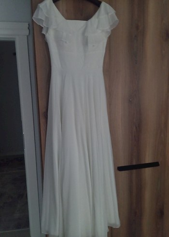 V Yaka Beyaz Bohem Uzun elbise - Görsel 5