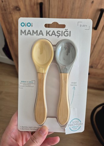 OiOi Bambu Saplı Silikon Mama Kaşığı 2'li (9 Ay+)