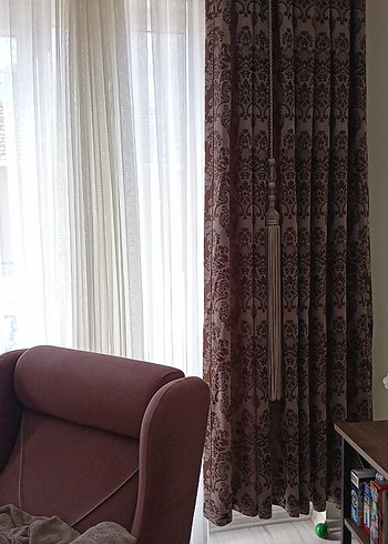 Bordo Desenli Geleneksel Perde - Görsel 2