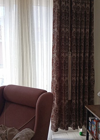 Bordo Desenli Geleneksel Perde - Görsel 3