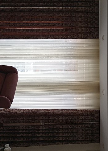 Bordo Desenli Geleneksel Perde - Görsel 4