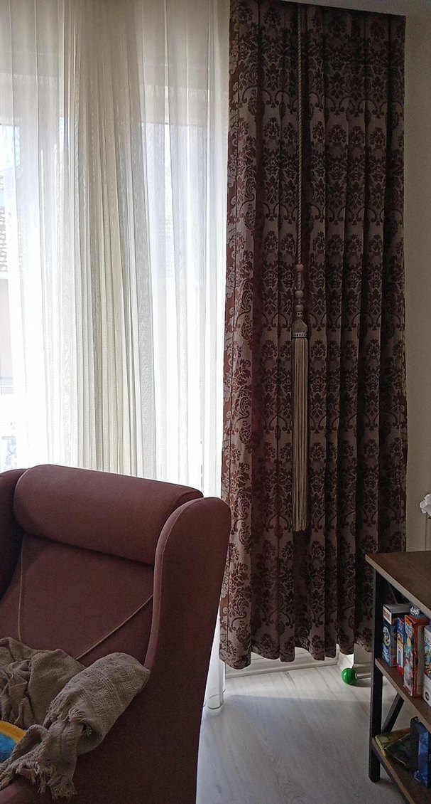 Bordo Desenli Geleneksel Perde - Görsel 3