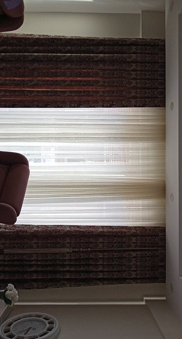 Bordo Desenli Geleneksel Perde - Görsel 5