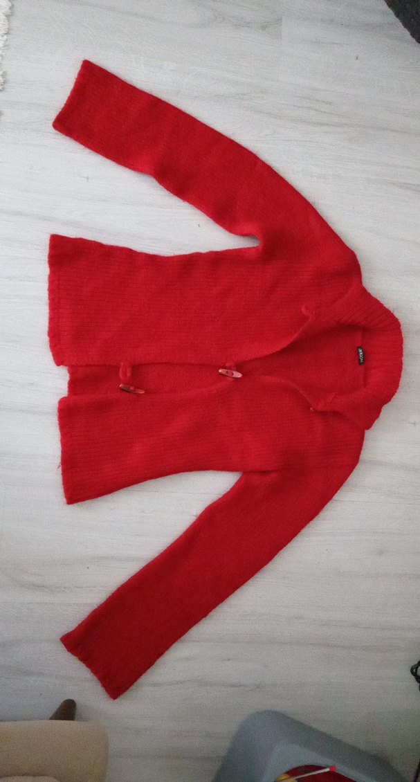 Kırmızı Triko Kadın Hırka - Görsel 2