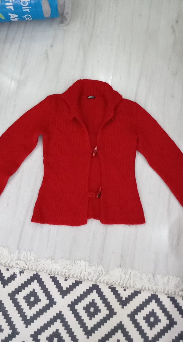 Kırmızı Triko Kadın Hırka - Görsel 4