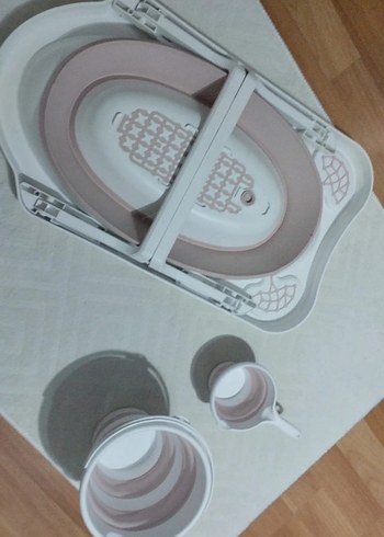 Katlanabilir Pembe Bebek Küveti ve Sepet Seti - Görsel 7