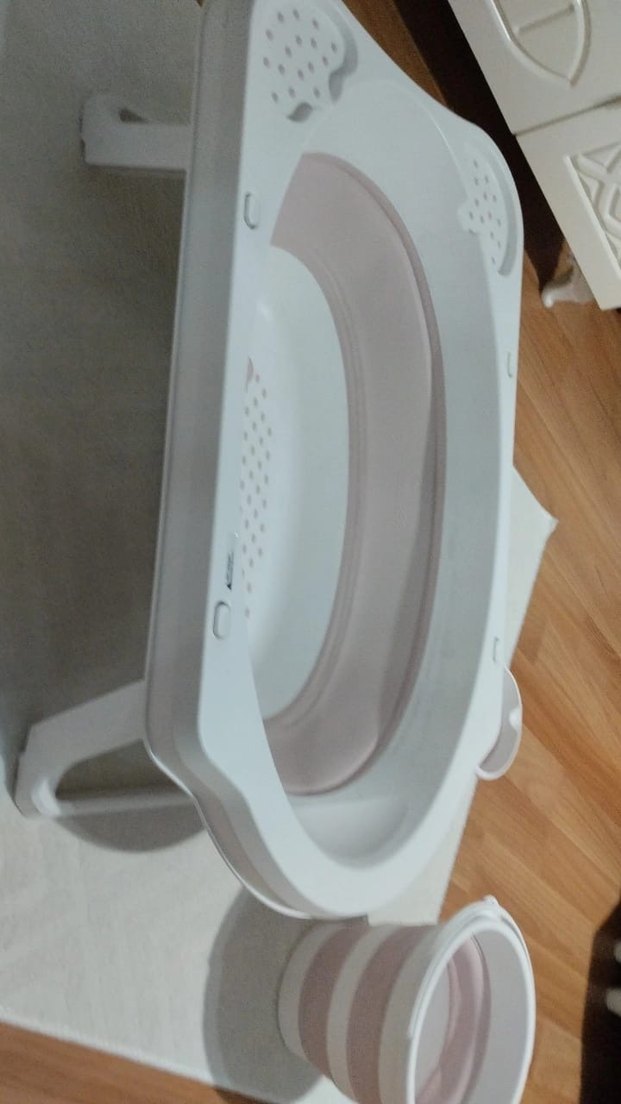 Katlanabilir Pembe Bebek Küveti ve Sepet Seti - Görsel 3