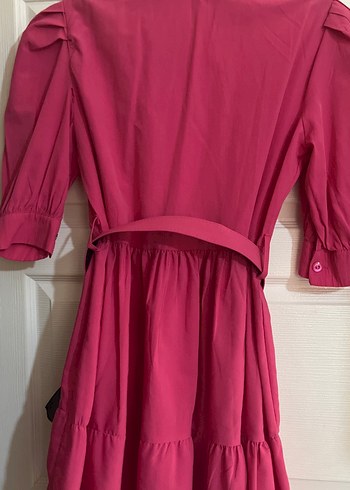 Pembe kısa gömlek elbise - Görsel 4