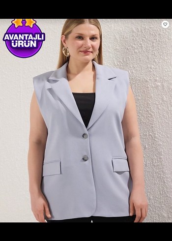 Gri blazer yelek