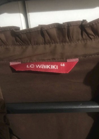 LC Waikiki Uzun Kollu V Yaka Kahverengi Keten Gömlek