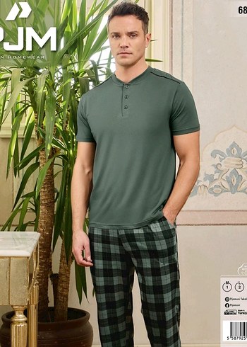 Diger Erkek Kısa Kollu Yeşil Pijama Takımı