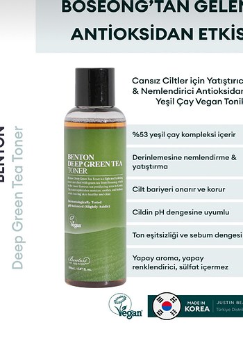 Benton Deep Green Tea Toner %53 Yeşil Çay Kompleksi