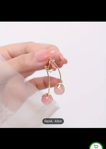 Beden pembe Renk Pembe Çiçekli Kiraz Kadın Küpe