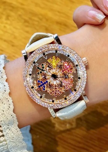 Kar tanesi Beyaz Payetli Bohem Kadın Kol Saati - Görsel 2