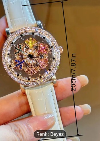 Kar tanesi Beyaz Payetli Bohem Kadın Kol Saati - Görsel 4