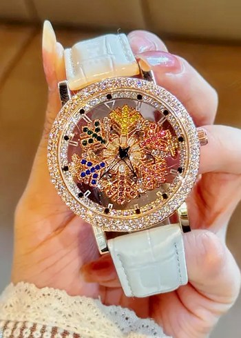 Kar tanesi Beyaz Payetli Bohem Kadın Kol Saati - Görsel 8