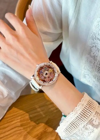 Kar tanesi Beyaz Payetli Bohem Kadın Kol Saati - Görsel 7