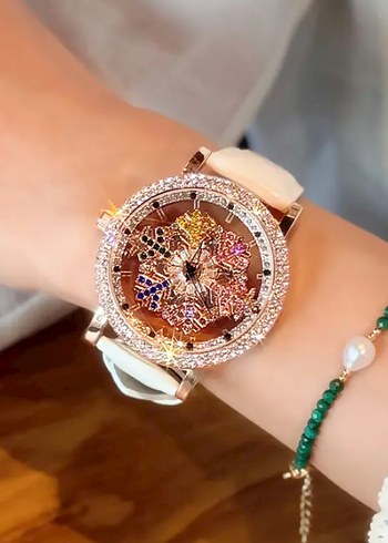 Kar tanesi Beyaz Payetli Bohem Kadın Kol Saati - Görsel 3