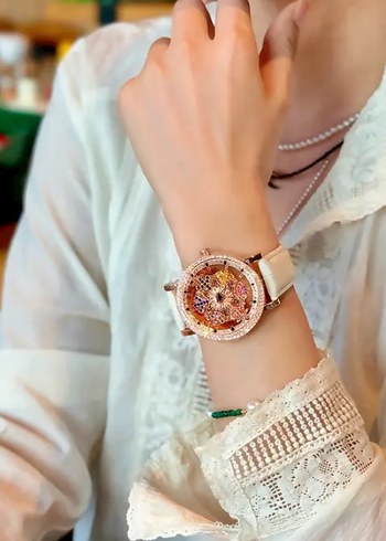 Kar tanesi Beyaz Payetli Bohem Kadın Kol Saati - Görsel 5