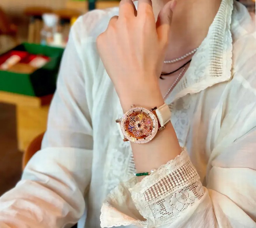 Kar tanesi Beyaz Payetli Bohem Kadın Kol Saati - Görsel 5