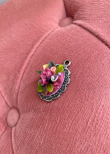 Pembe Çiçekli Boncuklu Bohem Kolye Ucu - Görsel 4