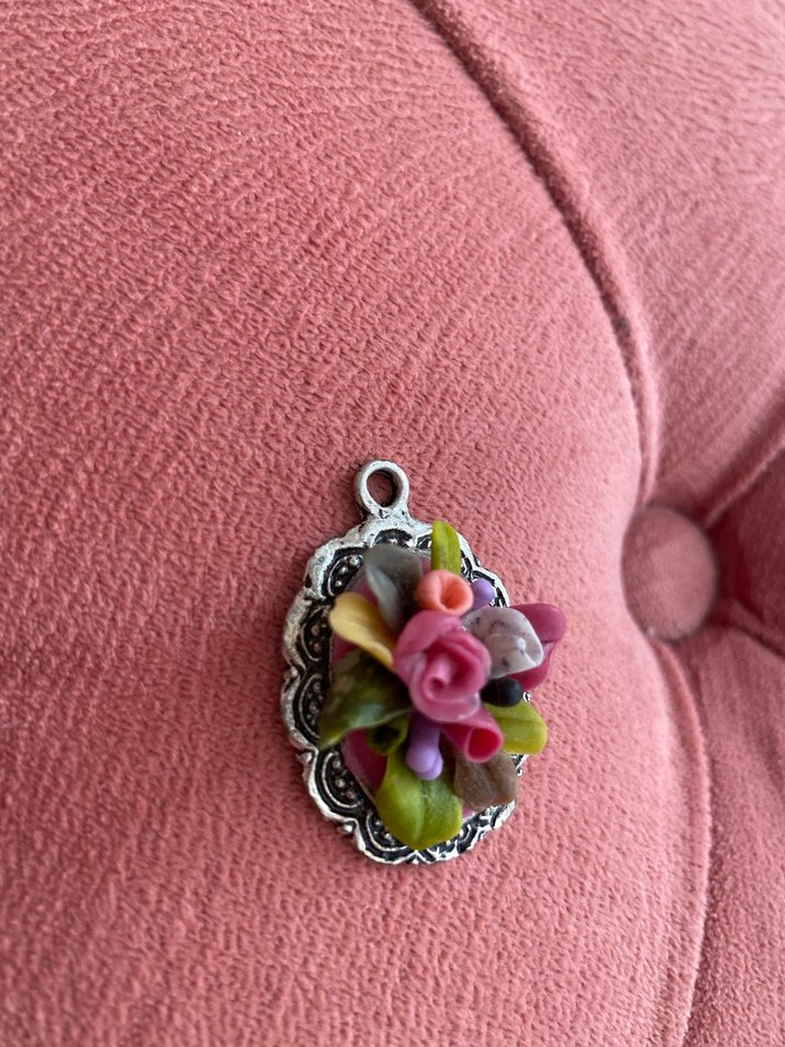 Pembe Çiçekli Boncuklu Bohem Kolye Ucu - Görsel 2