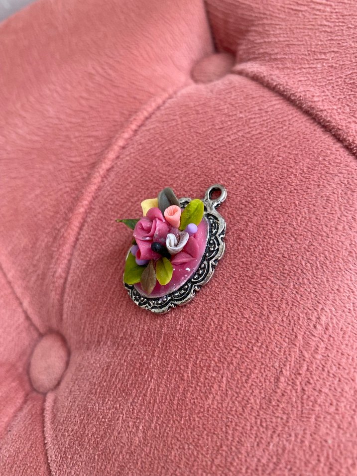 Pembe Çiçekli Boncuklu Bohem Kolye Ucu - Görsel 4