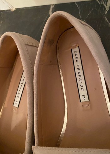 Zara Bej Süet Kadın Topuklu Babet - Görsel 5