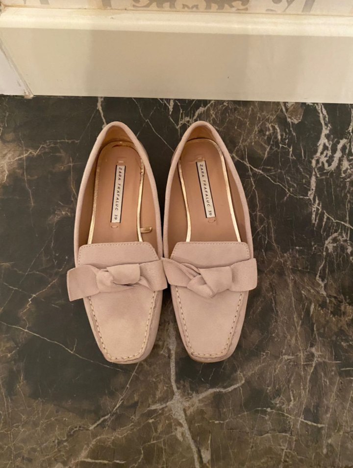 Zara Bej Süet Kadın Topuklu Babet - Görsel 2